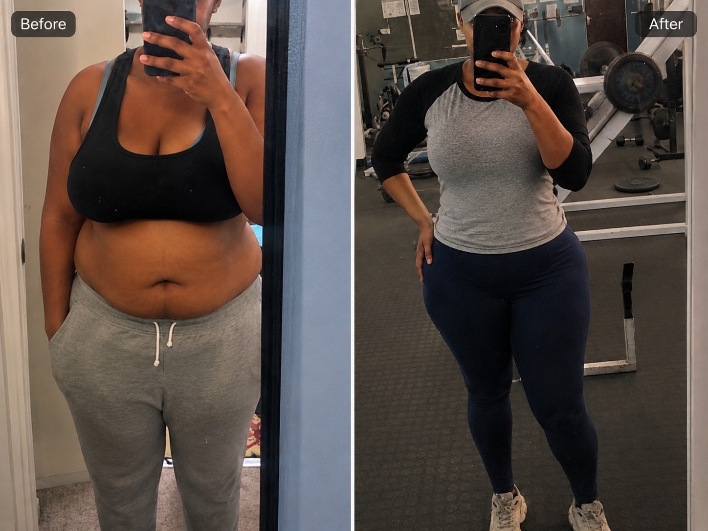 Realistic before and after style visual example showing steady body-shape progress from consistent habits